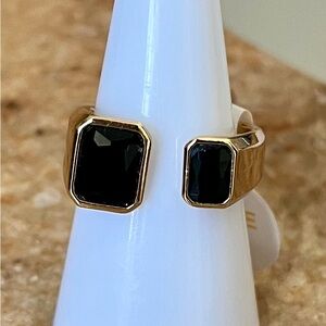 Bomb Party RG31634 Anything For You Black Onyx on Gold Ring